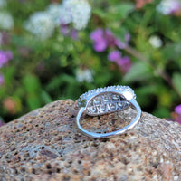 18k white 19 diamond cluster antique ring band