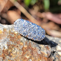 18k white 19 diamond cluster antique ring band