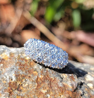 18k white 19 diamond cluster antique ring band