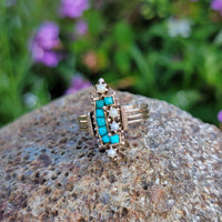 10k gold Victorian turquoise & pearl estate ring