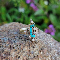 10k gold Victorian turquoise & pearl estate ring