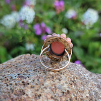 14k gold Victorian carved coral cameo antique ring