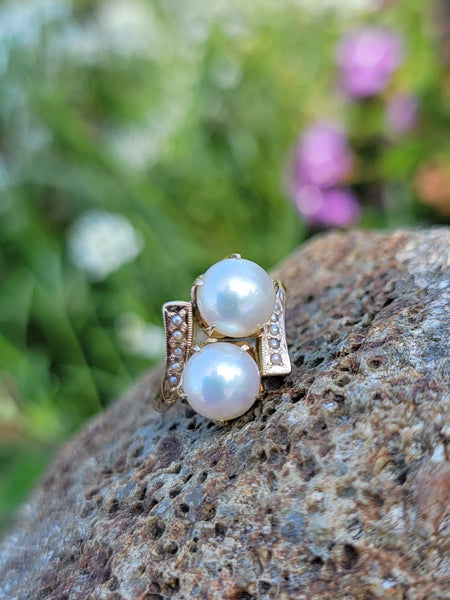 14k gold Victorian pearl ring