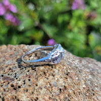 18k gold white gold c.1920's filigree diamond ring