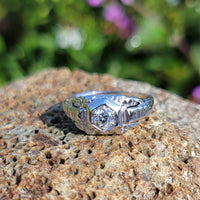 18k gold white gold c.1920's filigree diamond ring