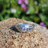 18k gold white gold c.1920's filigree diamond ring