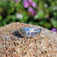 18k gold white gold c.1920's filigree diamond ring