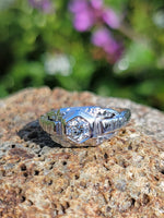 18k gold white gold c.1920's filigree diamond ring