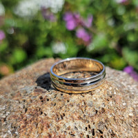 18k gold two tone 6mm estate wedding band  - size 9.5