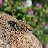 18k gold two tone 6mm estate wedding band  - size 9.5