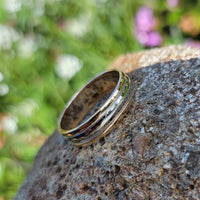 18k gold two tone 6mm estate wedding band  - size 9.5