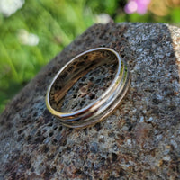 18k gold two tone 6mm estate wedding band  - size 9.5