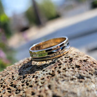 18k gold two tone 6mm estate wedding band  - size 9.5