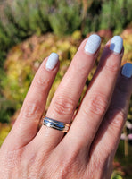18k gold two tone 6mm estate wedding band  - size 9.5