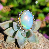 10k yellow gold opal estate ring