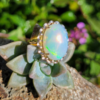 10k yellow gold opal estate ring