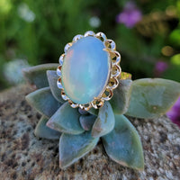 10k yellow gold opal estate ring