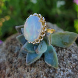 10k yellow gold opal estate ring