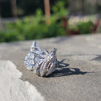 14k white gold RETRO 126 diamond cluster estate earrings - apx 3ct tw