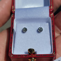 14k white gold diamond bezel studs earrings - .23ct tw