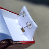 14k white gold diamond bezel studs earrings - .23ct tw