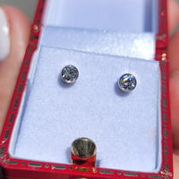 14k white gold diamond bezel studs earrings - .23ct tw