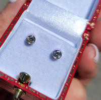 14k white gold diamond bezel studs earrings - .23ct tw