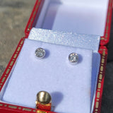 14k white gold diamond bezel studs earrings - .23ct tw