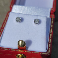 14k white gold diamond bezel studs earrings - .23ct tw
