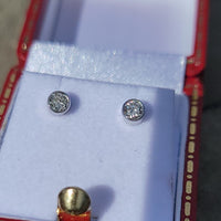 14k white gold diamond bezel studs earrings - .23ct tw