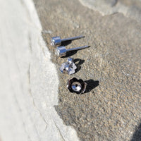 14k white gold diamond bezel studs earrings - .23ct tw