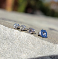 14k white gold diamond bezel studs earrings - .23ct tw