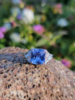 Platinum Deco 3.03ct light blue sapphire & diamond ring engagement