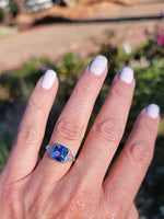 Platinum Deco 3.03ct light blue sapphire & diamond ring engagement