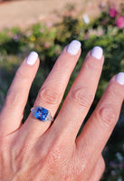 Platinum Deco 3.03ct light blue sapphire & diamond ring engagement