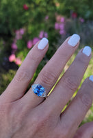Platinum Deco 3.03ct light blue sapphire & diamond ring engagement