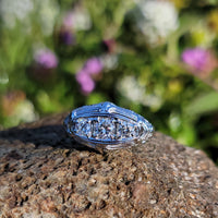 18k gold white gold c.1920's filigree 3 diamond ring