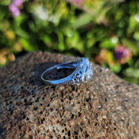 18k gold white gold c.1920's filigree 3 diamond ring