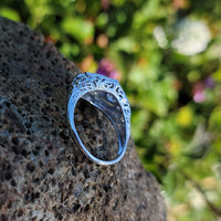 18k gold white gold c.1920's filigree 3 diamond ring