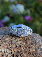 18k gold white gold c.1920's filigree 3 diamond ring