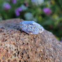 18k gold white gold c.1920's filigree 3 diamond ring