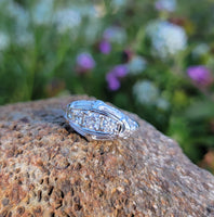 18k gold white gold c.1920's filigree 3 diamond ring