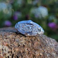18k gold white gold c.1920's filigree 3 diamond ring