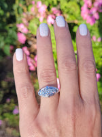 18k gold white gold c.1920's filigree 3 diamond ring