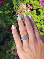 18k gold white gold c.1920's filigree 3 diamond ring