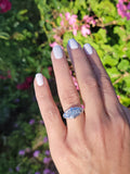 18k gold white gold c.1920's filigree 3 diamond ring