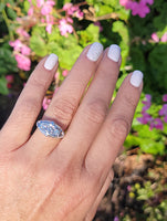 18k gold white gold c.1920's filigree 3 diamond ring