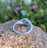 18k gold white gold c.1920's filigree diamond ring - apx .33ct tw