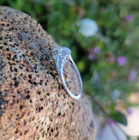 18k gold white gold c.1920's filigree diamond ring - apx .33ct tw