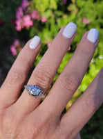18k gold white gold c.1920's filigree diamond ring - apx .33ct tw